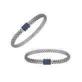Sapphire Quartz sterling silver braided bracelet with barrel clasp